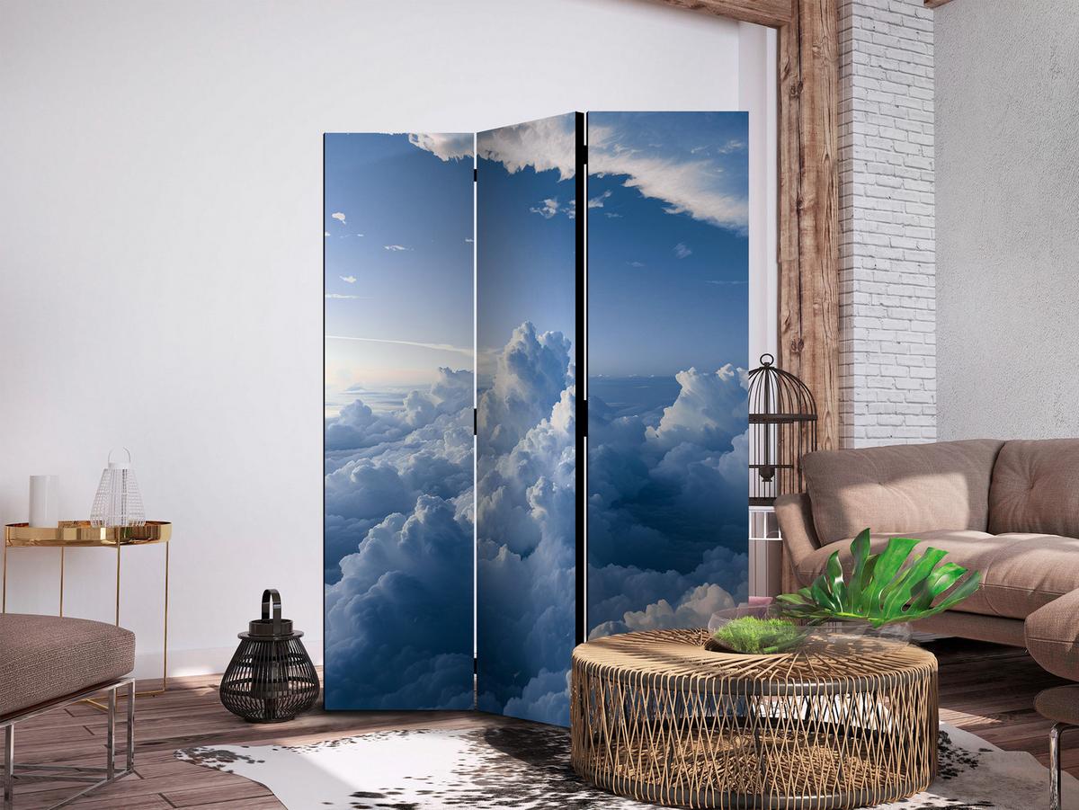 PARAVENT Einseitig Bedruckter 3-tlg 135x172 cm Strahlender Himmel - Blau, Holz/Textil (135/172/3cm) - Muralo