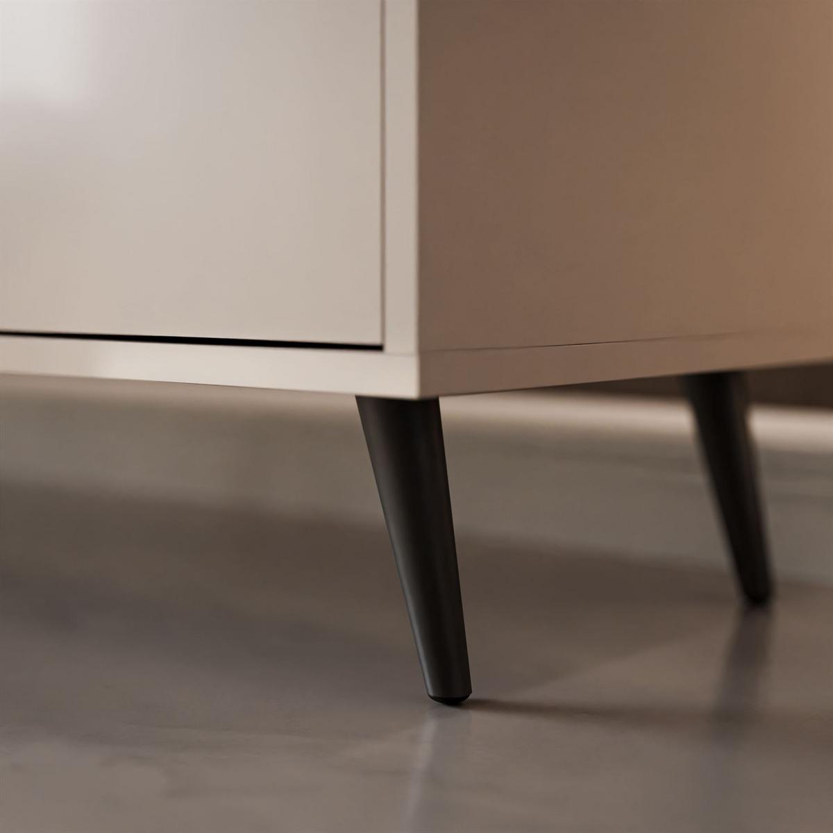 KOMMODE SANAYI Kaschmir Hochglanz – schräge schwarze Beine - Kaschmir, Holzwerkstoff (154/72/40cm) - Lookway
