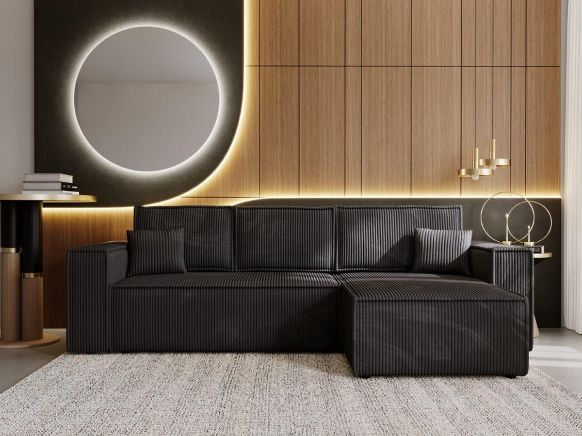ECKSOFA Prato XL Schwarz - Schwarz, Holz/Kunststoff (280/170cm) - Graingold