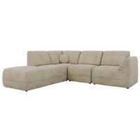 ECKSOFA NOARA 5M L Beige Velvet - Links - Beige/Schwarz, Kunststoff/Textil (244/267cm) - MKS