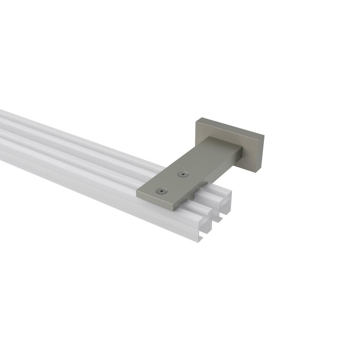 TRÄGER FÜR GARDINENSTANGEN INNENLAUF 20x20 mm, Quadline 2-läufig, Satin-Silber - Silberfarben, Metall (12.1/3.2/6.6cm) - INTERDECO