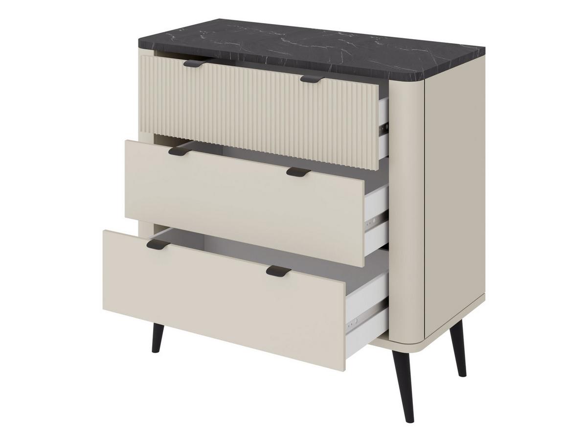 KOMMODE Marly 3S RE11 - Kaschmir/Schwarz, Holzwerkstoff/Metall (90/82/40cm) - MIRJAN24