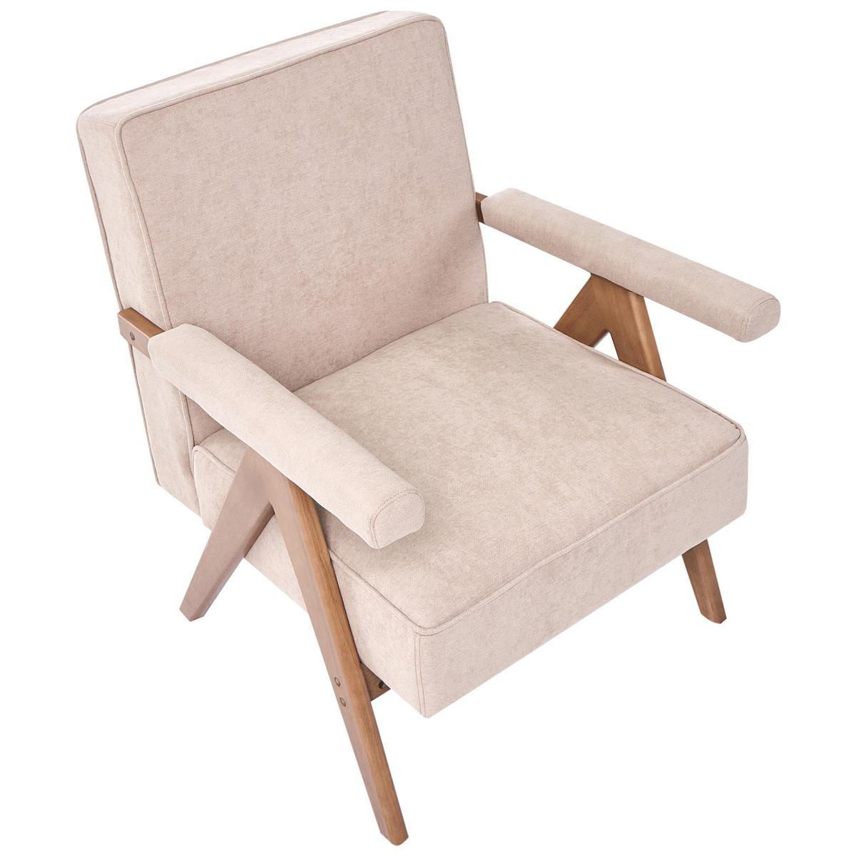 SESSEL Kunstleinen Beige Evje - Hellbraun, Textil (70/81/72cm) - Beliani