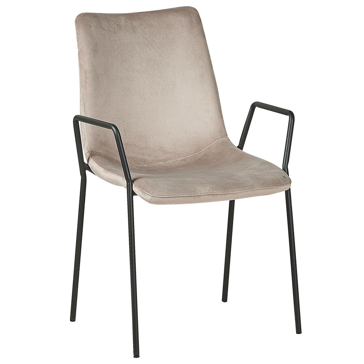 ESSZIMMERSTUHL 2er-Set Samtstoff Beige Jefferson - Beige, Textil/Metall (57/87/60cm) - Beliani