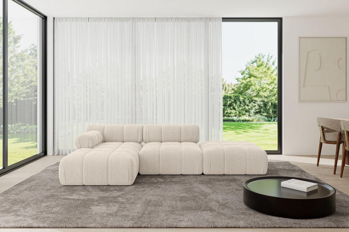 ECKSOFA modulares Sofa Lizur-L1 - 285x160x70 cm Beige Cord - Beige, Holzwerkstoff/Textil (285/160cm) - ALTDECOR