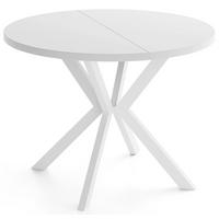 ESSTISCH Della runder ausziehbarer, Weiß 120-200/120/76 cm - Weiß, Holzwerkstoff/Metall (120/200/76cm) - WFL GROUP