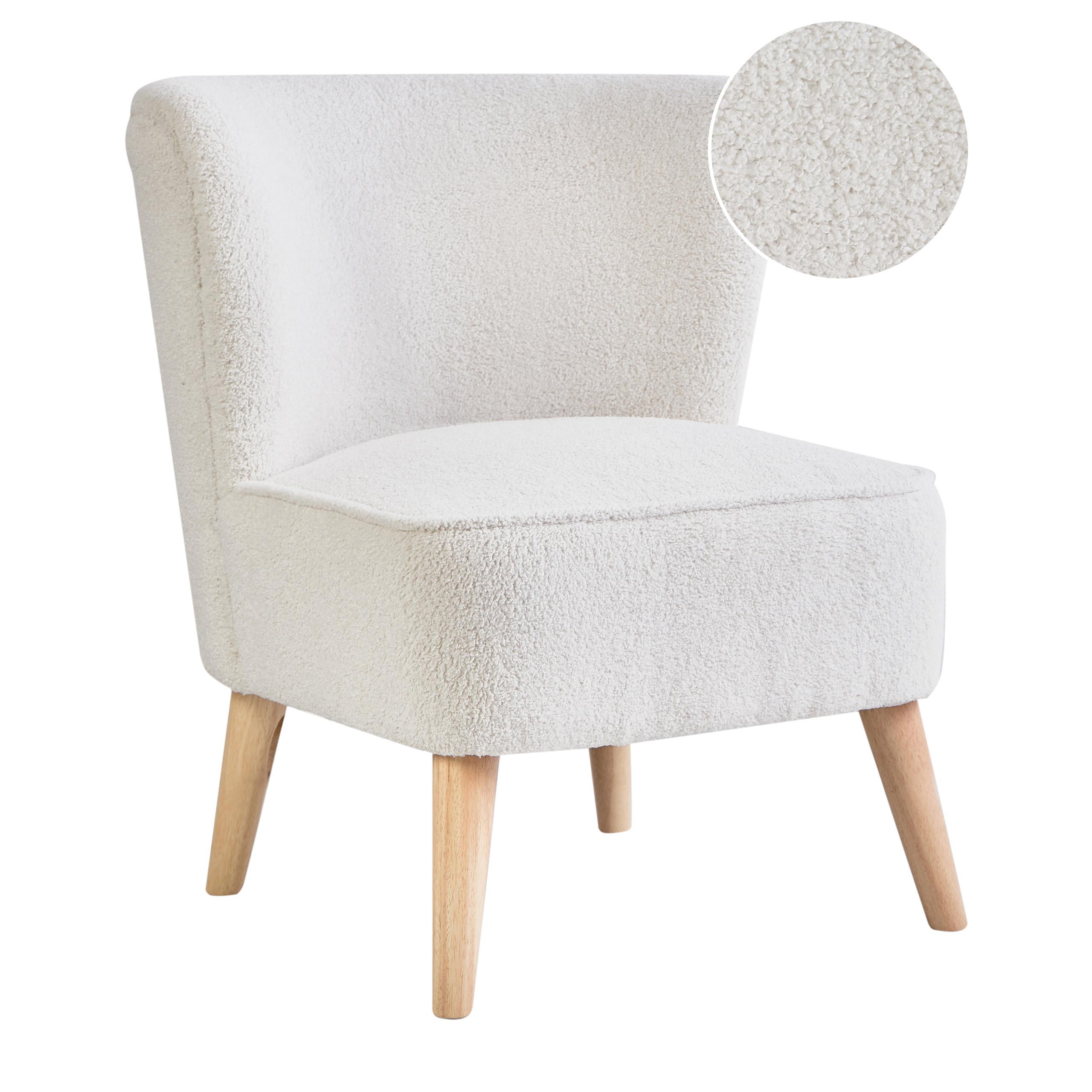 SESSEL Cremeweiß Alven - Weiß/Braun, Textil (65/78/75cm) - Beliani