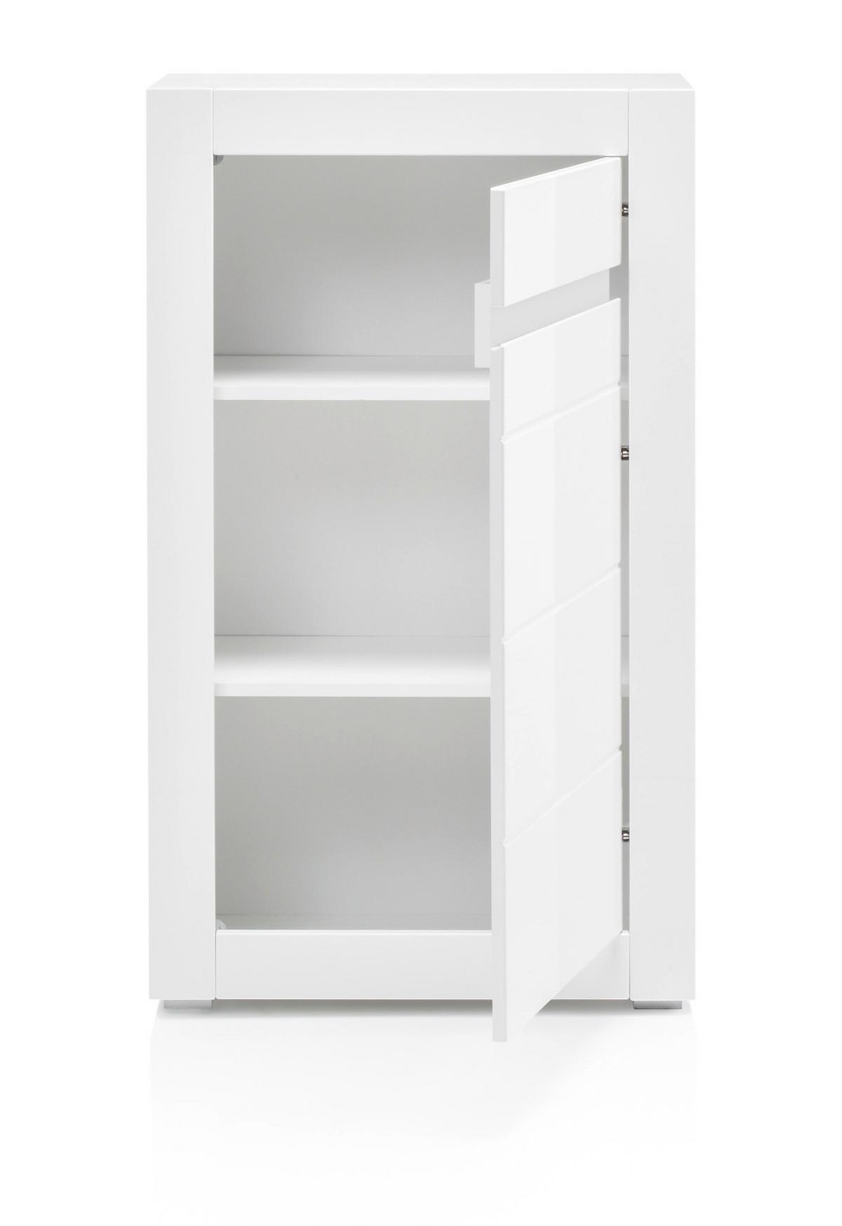 WOHNWAND 4-teilig Hochglanz weiß 302 cm, Anbauwand mit Soft-Close - Weiß Hochglanz/Weiß, Glas/Holz (302/198/42cm) - Furn.Design