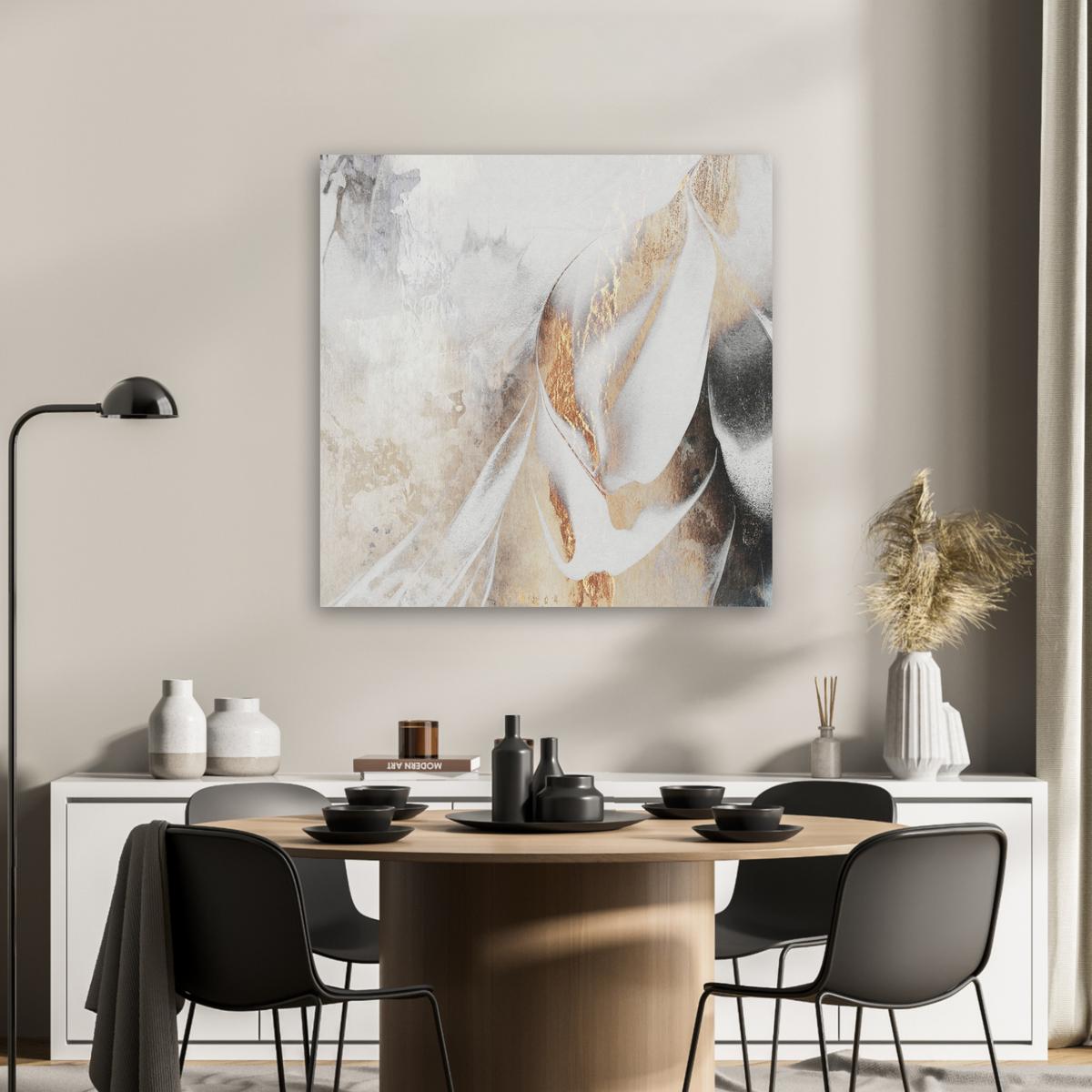 AKUSTIKBILD Luxus - Abstrakt - Gold - Weiß Akustikpaneele 80x80 cm - Goldfarben, Kunststoff (80/80/0.9cm) - MuchoWow