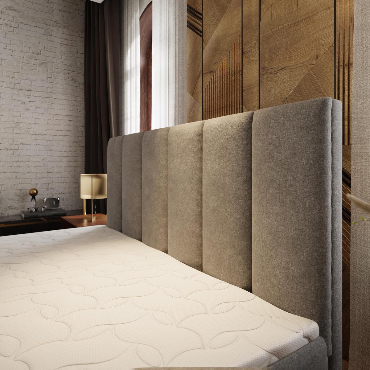 BOXBETT LAGO 180x200 cm mit Matratze und Topper - Braun - Braun, Holz (180/200cm) - MASSENO