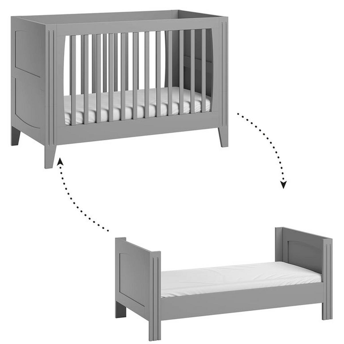 BABYZIMMER 2-teilig Grau - Grau, Holzwerkstoff (144/80/75cm) - Petits-meubles