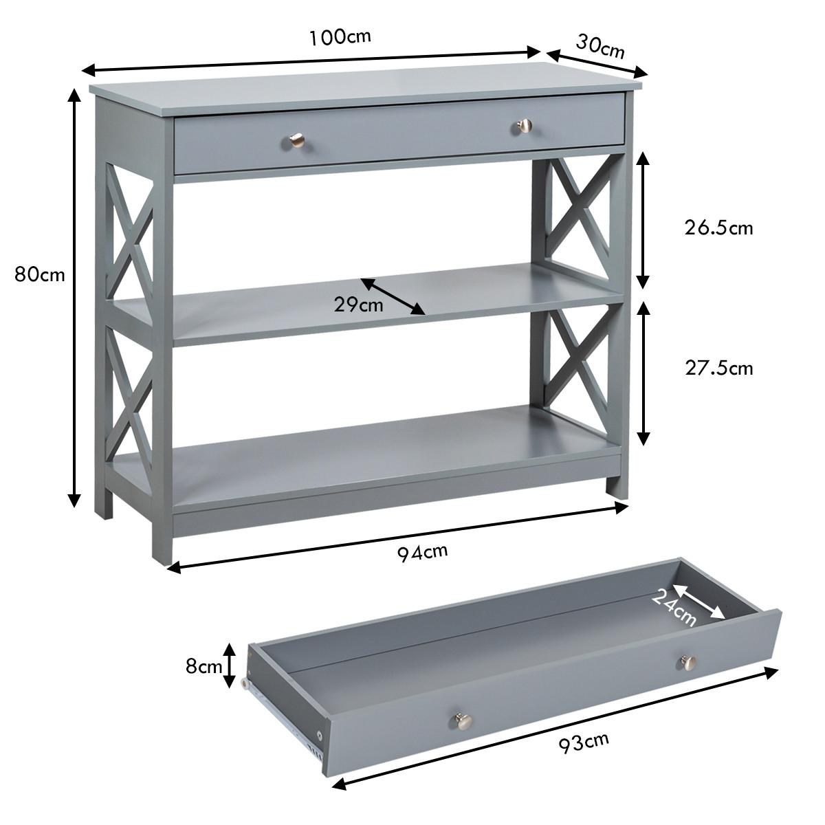 KONSOLENTISCH Grau - Grau, Holzwerkstoff (30/100/80cm) - COSTWAY