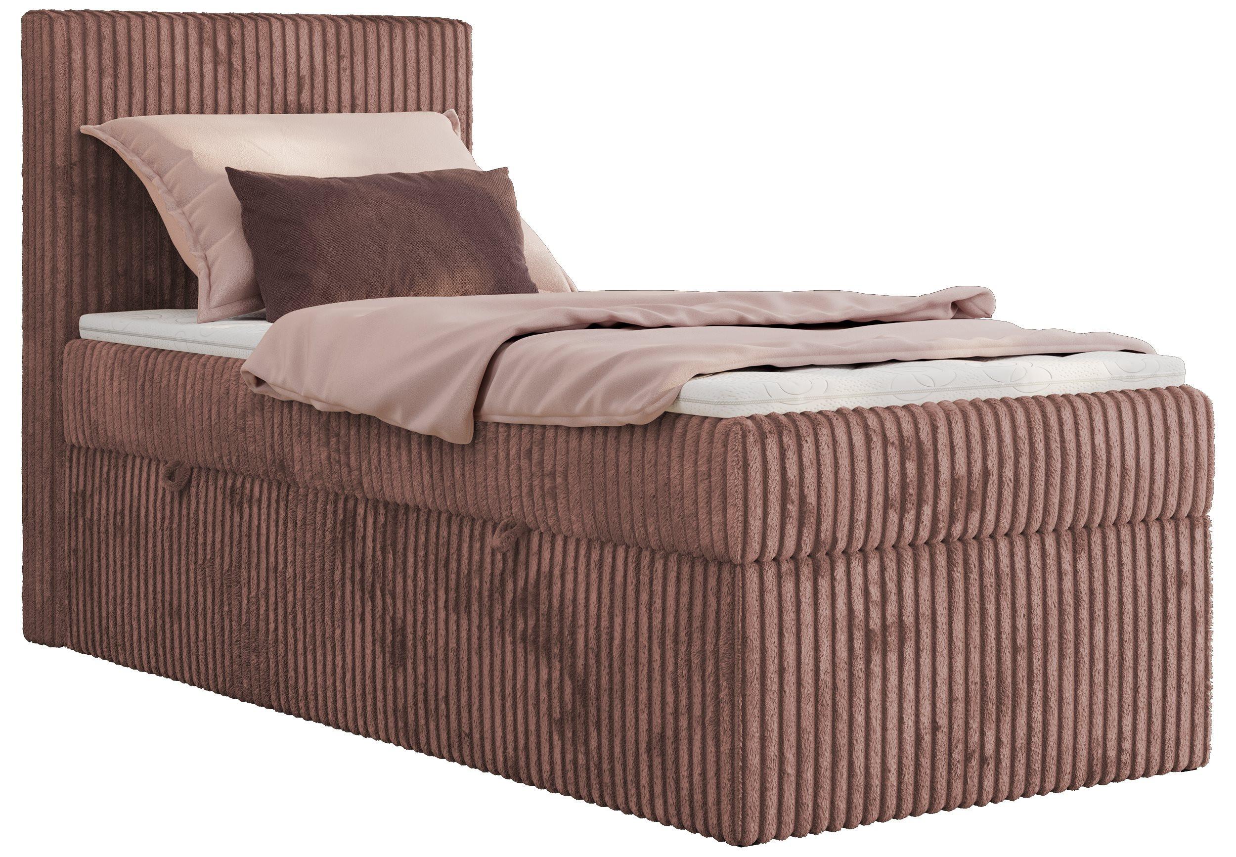 BOXBETT TILIANO 90/200 - Rosa Cord - H4 - Links - Rosa, Textil (90/200cm) - MKS