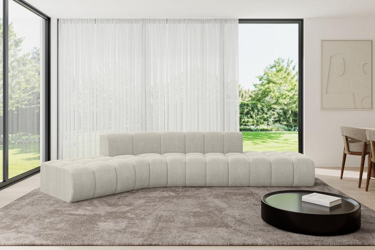 ECKSOFA modulares Sofa Solven-L1 - 380x174x70 cm Creme - Hellgrau/Creme, Holzwerkstoff/Textil (380/174cm) - ALTDECOR