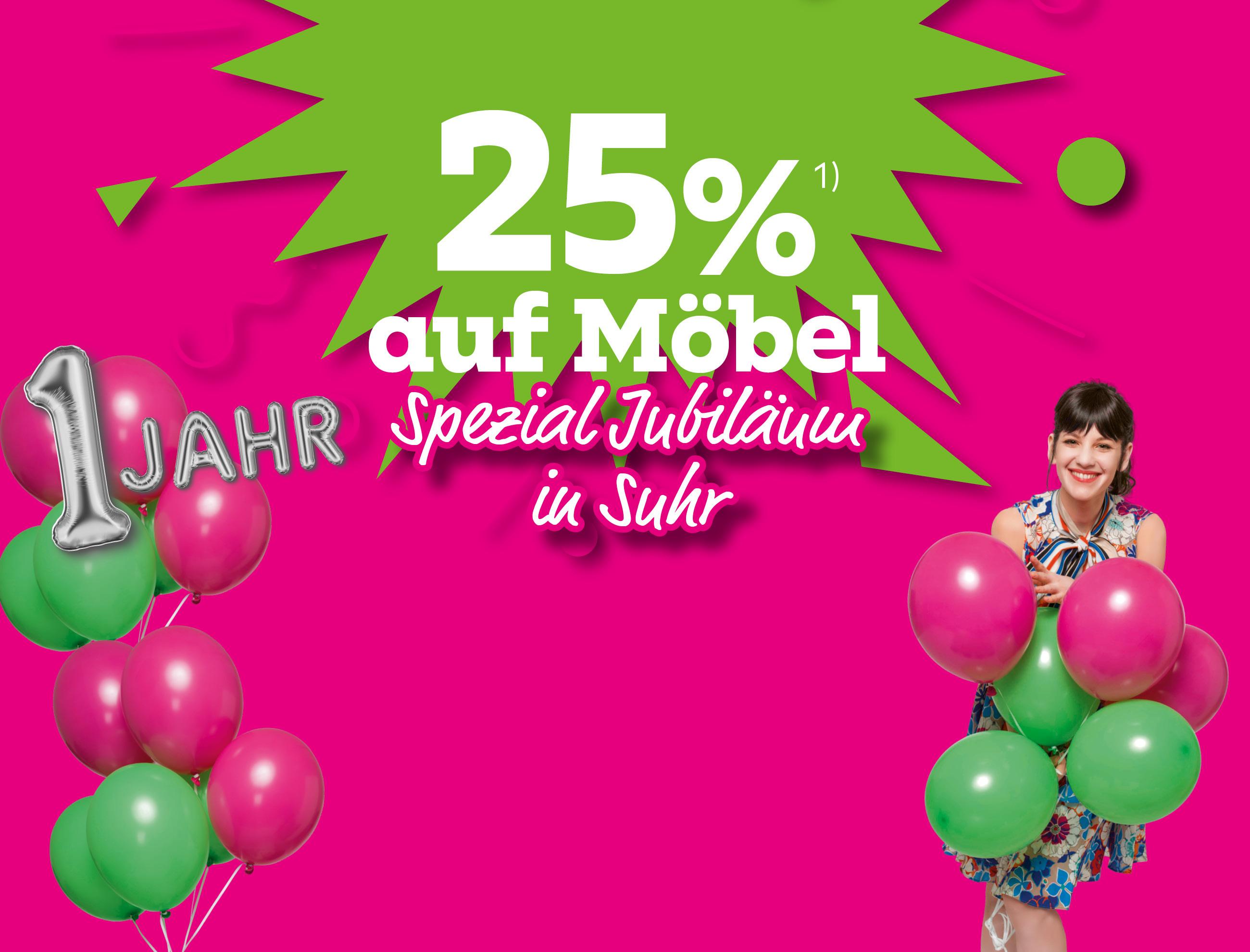 -25% auf Möbel - 1 Jahr mömax in Suhr