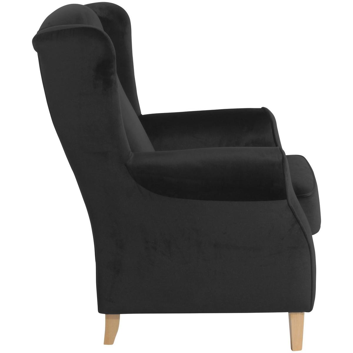 OHRENSESSEL Karlen Bezug Samtvelours Buche natur / schwarz - Buchefarben/Schwarz, Kunststoff (86/103/77cm) - 58aufmkessel