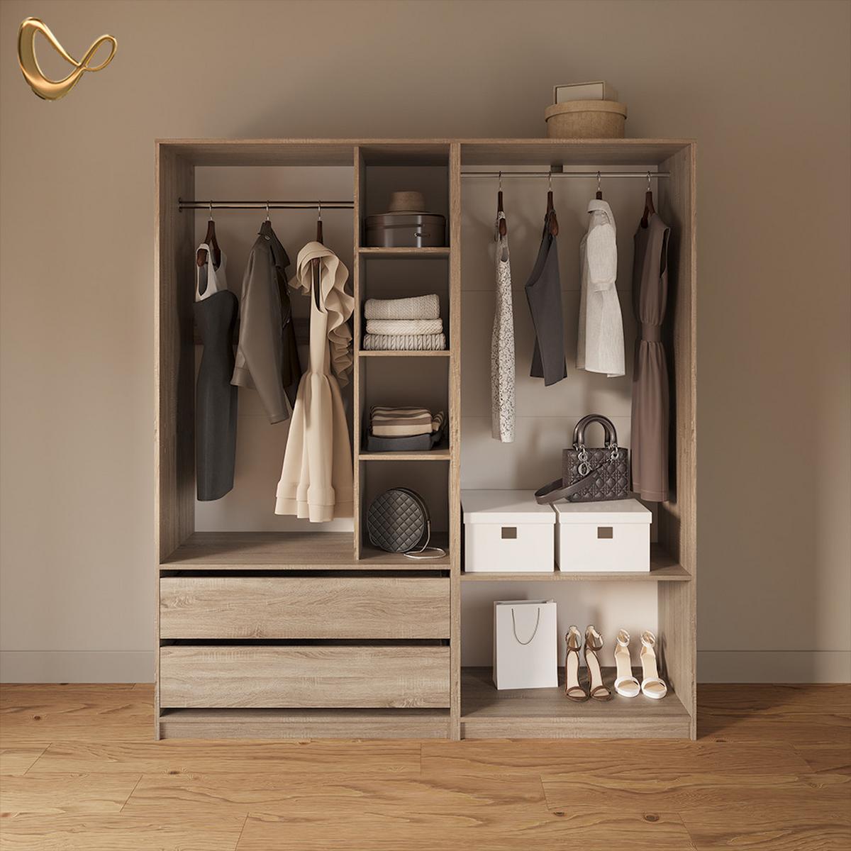 KLEIDERSCHRANK Trento Sonoma 2er Set - Sonoma Eiche, Holzwerkstoff (100/200/50cm) - Livinity®