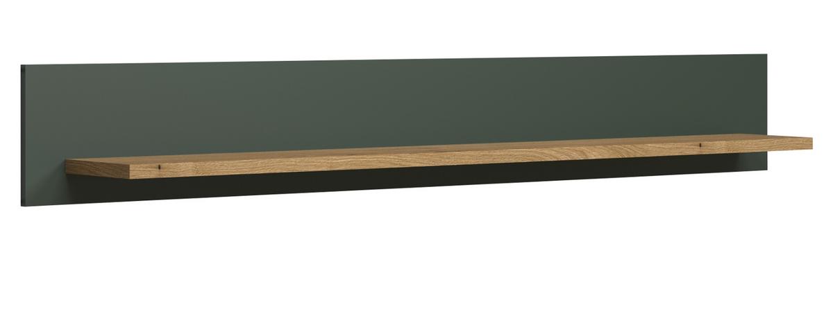 WANDBOARD grün, Evoke Eiche Landhaus, Wandregal 156 cm - Eichefarben/Grün, Holzwerkstoff (156/22/22cm) - Top.Furn