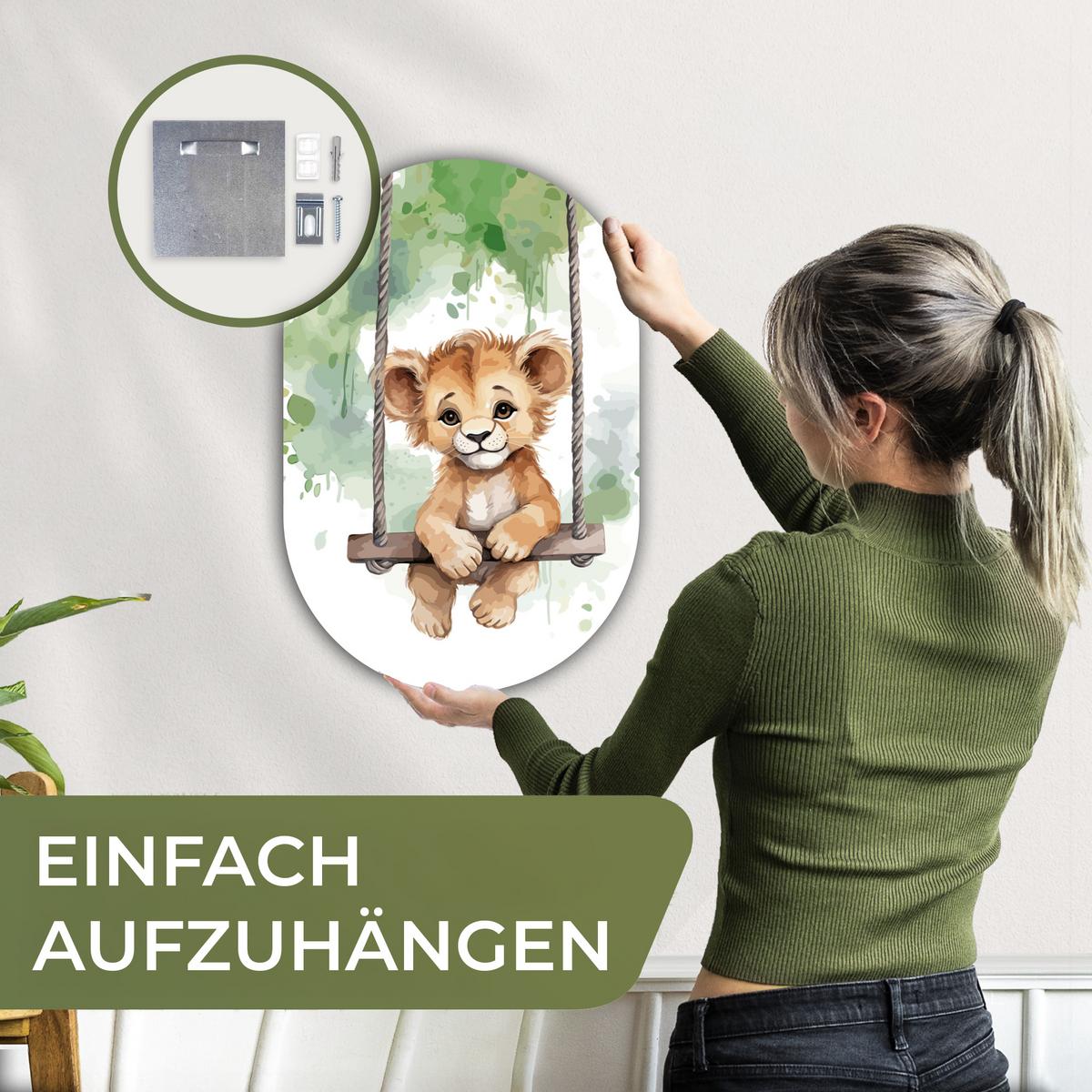 WANDBILD Löwe - Tier - Kinder - Dschungel Deko Wohnzimmer 40x60 cm - Hellbraun, Kunststoff (40/60cm) - MuchoWow