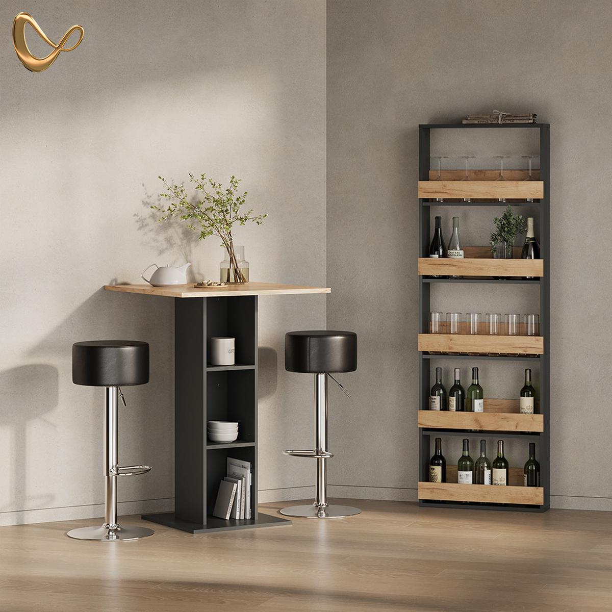 BARTISCH Regusa Goldkraft Eiche/Anthrazit 75 x 75 cm - Honigeiche/Anthrazit, Holzwerkstoff (75/75/106cm) - Livinity®