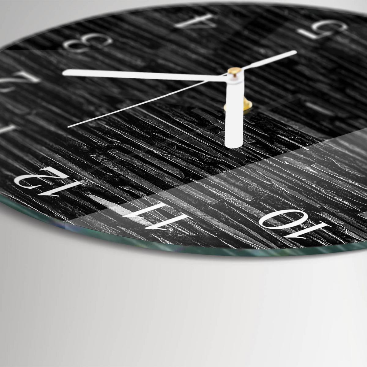 WANDUHR aus Glas Ø30 cm - Steine - Schwarz, Glas (30/30/0.4cm) - TULUP