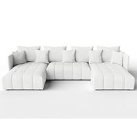 WOHNLANDSCHAFT Veliro U Weiß 353/180/83 cm mit Schlaffunktion und Bettkasten - Schwarz/Weiß, Kunststoff/Textil (353/83/180cm) - AX Living