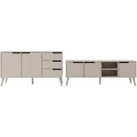 WOHNWAND Norel 2-teilig Kommode 160 cm + TV-Schrank 180 cm, Kaschmir - Kaschmir, Holzwerkstoff (180/55/40cm) - Beautysofa