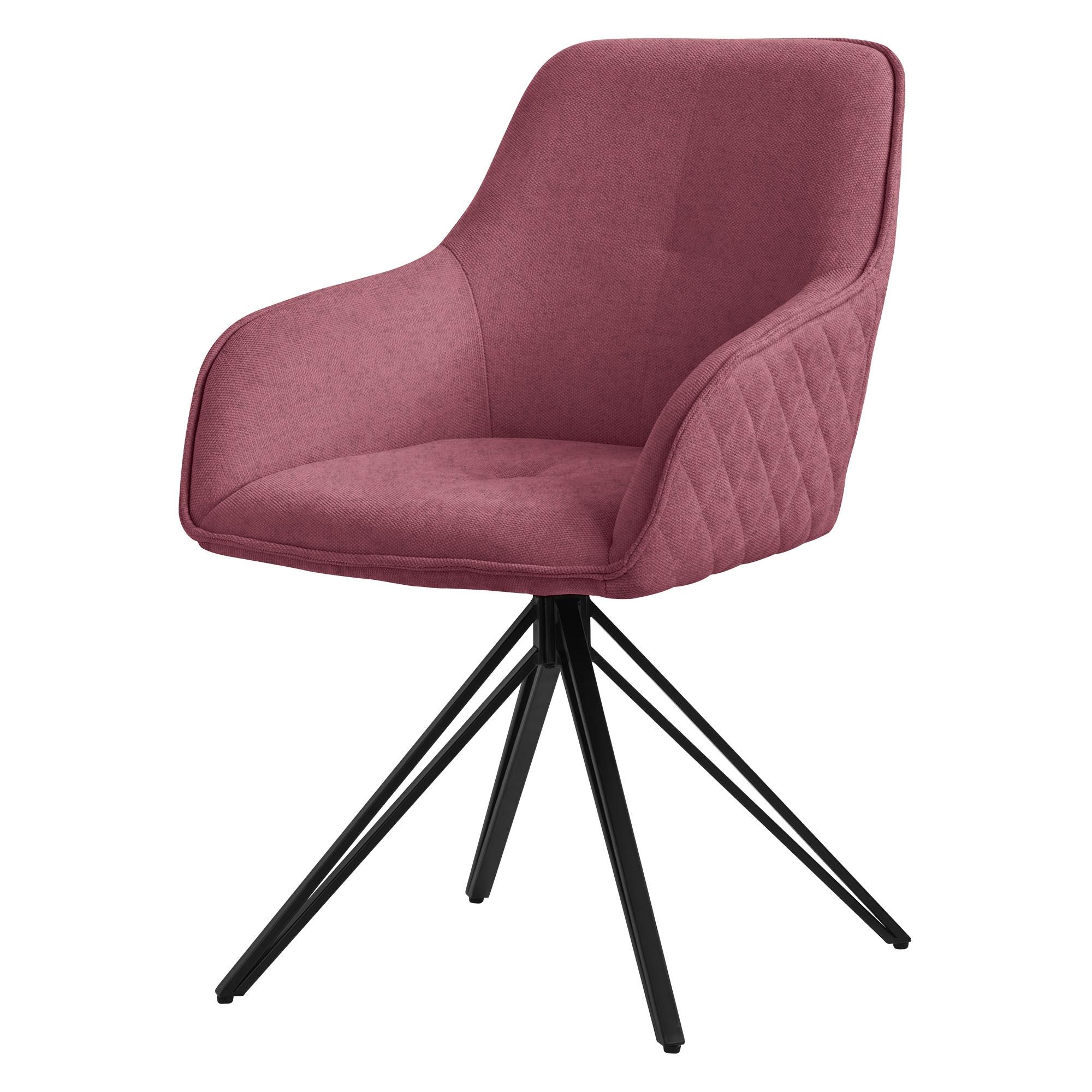 ESSZIMMERSTUHL drehbar Altrosa Webstoff - Pink/Schwarz, Textil/Metall (61/84.5/57cm) - ML-DESIGN