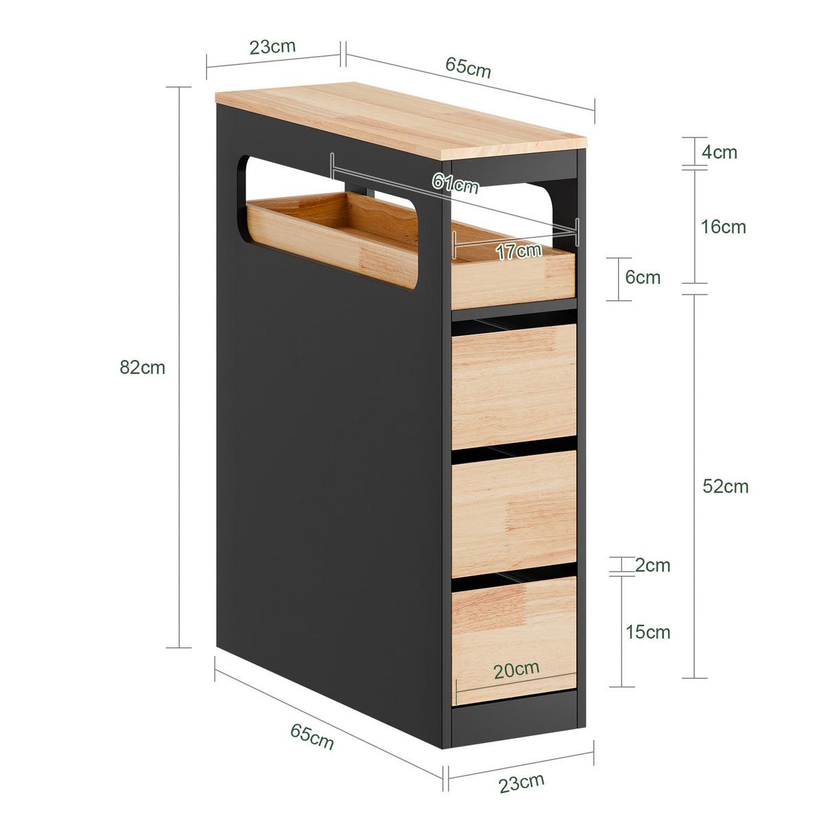 NISCHENREGAL mit Rollen, Schwarz - Schwarz, Holz/Holzwerkstoff (23/82/65cm) - SoBuy