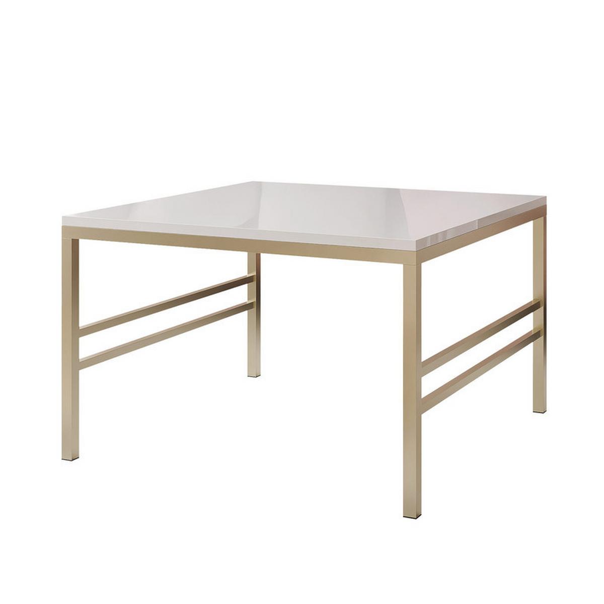 COUCHTISCH FORMA 70/70 cm Quadrat, Gold / Weiß Hochglanz - Weiß Hochglanz/Goldfarben, Metall (70/70/46cm) - Idohome