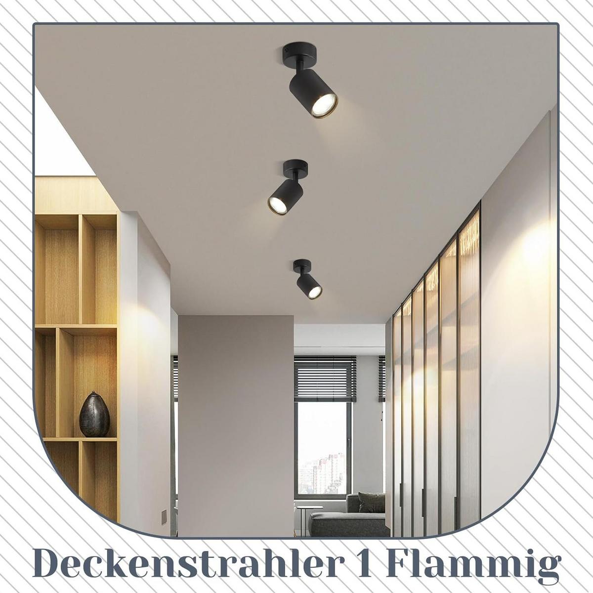 DECKENSTRAHLER Freiheit 1-flammig 6/6/14 cm - Schwarz, Metall (6/6/14cm) - Nettlife