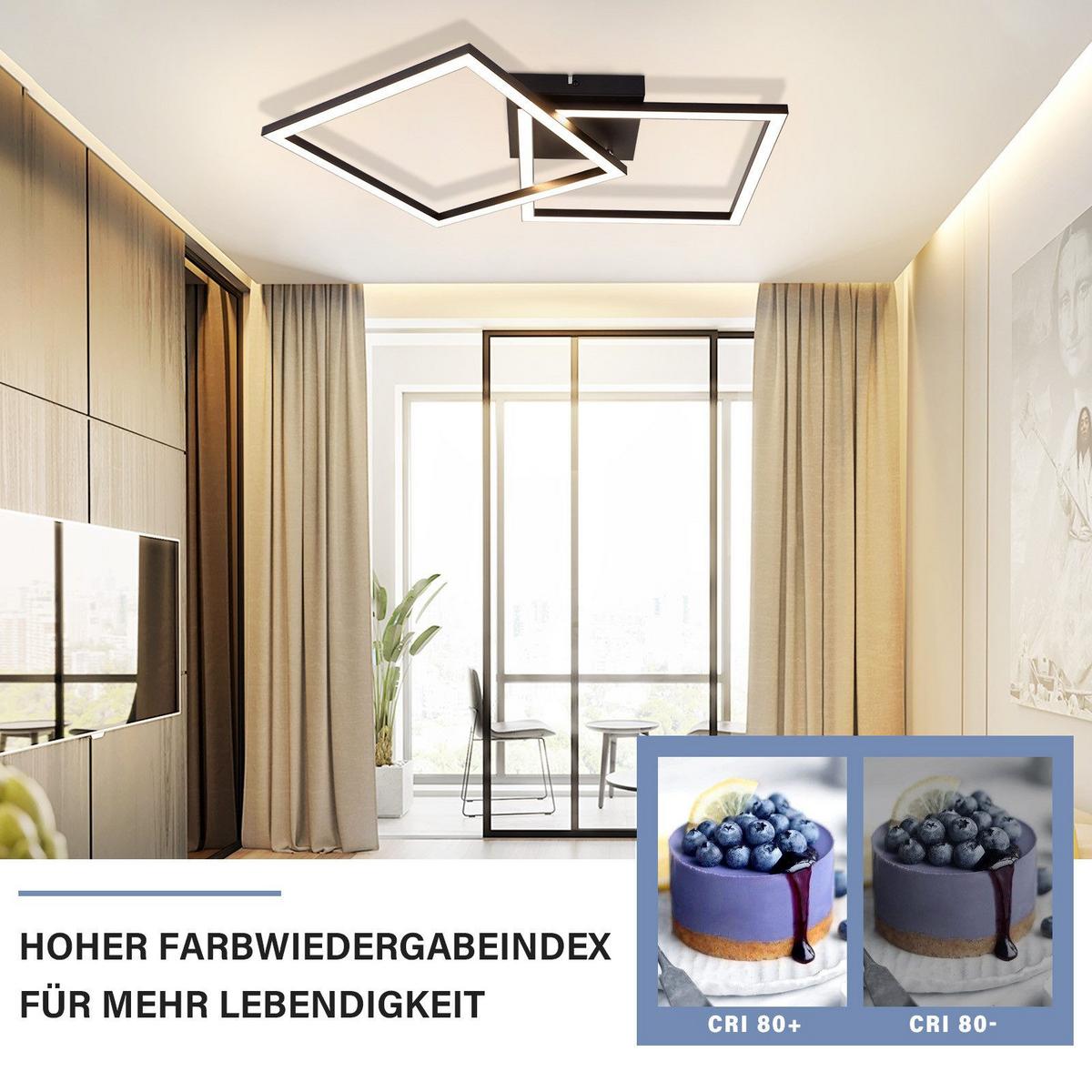 LED-DECKENLEUCHTE Mapes 46.1/46.1/5.8 cm - Schwarz, Metall (46.1/46.1/5.8cm) - Nettlife