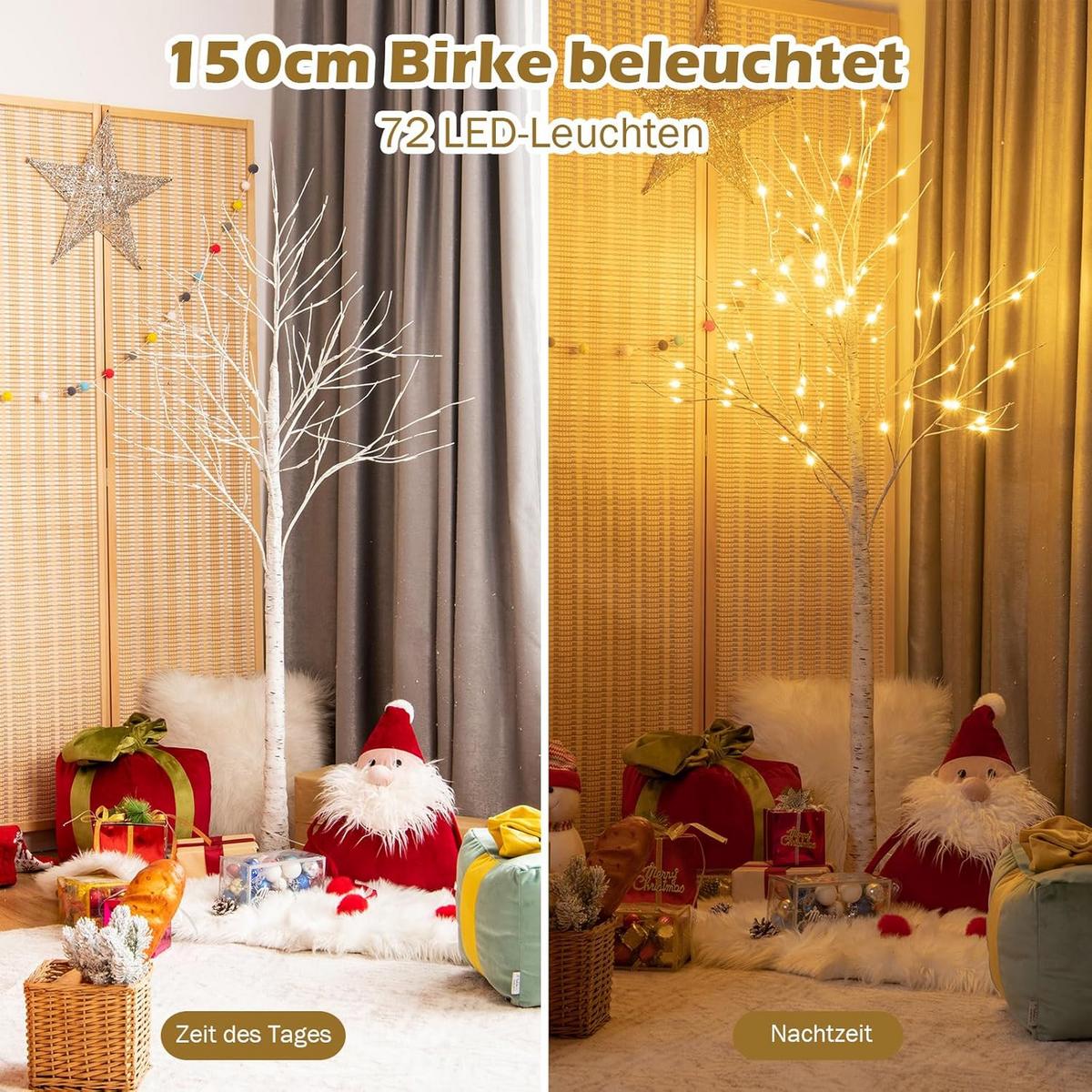 WEIHNACHTSBAUM Künstlicher Weiß - Weiß, Kunststoff (150cm) - COSTWAY