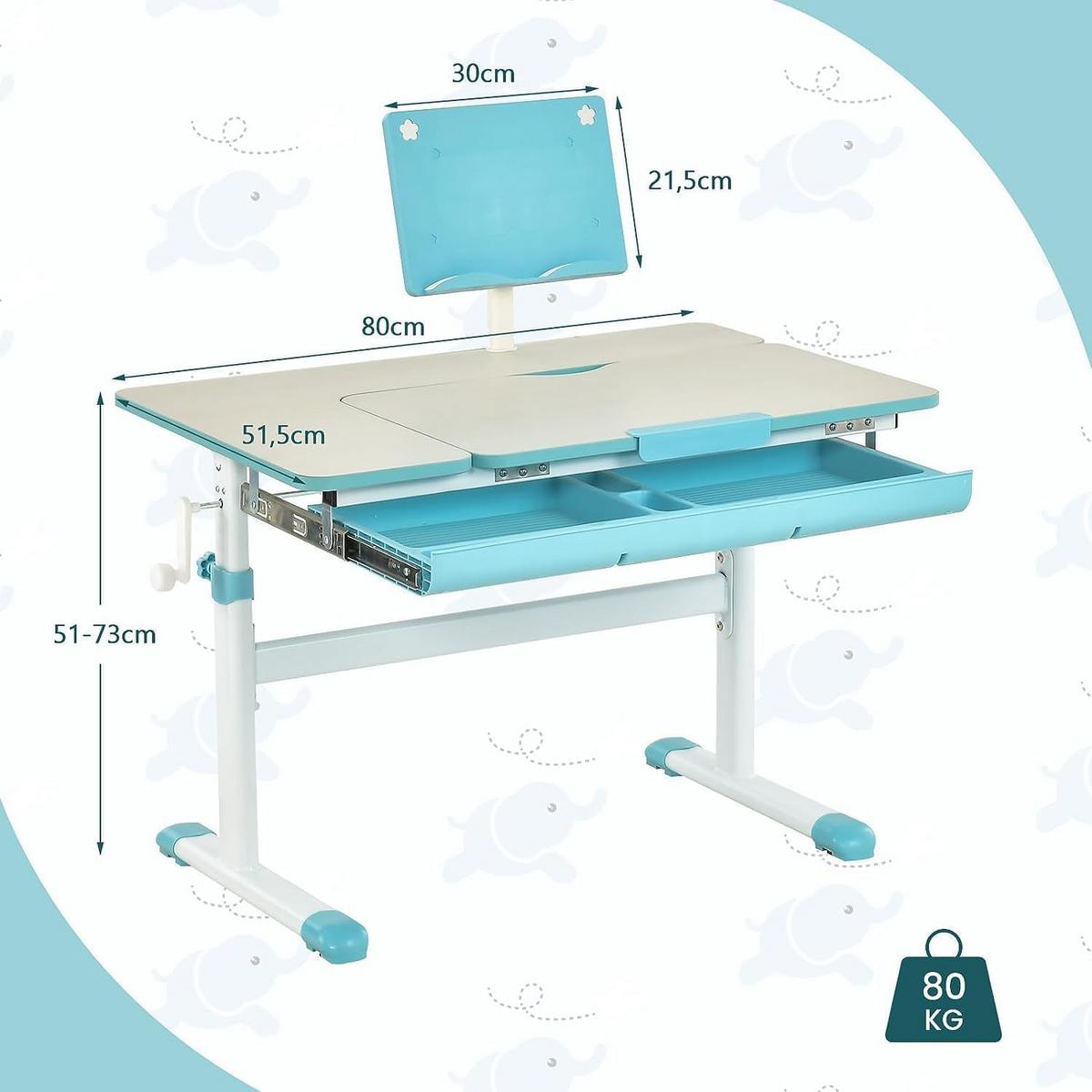 KINDERSCHREIBTISCH Blau - Blau, Holz (80/73/52cm) - COSTWAY