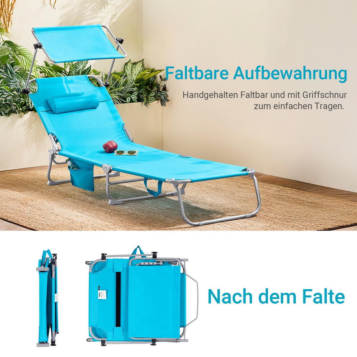 SONNENLIEGE Blau - Blau, Textil/Metall (195/90/63cm) - SoBuy