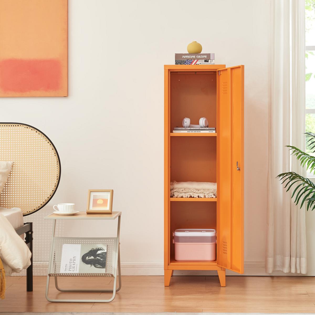 EINZELSPIND Kurikka - Orange, Metall (38/137/38cm) - [en.casa]