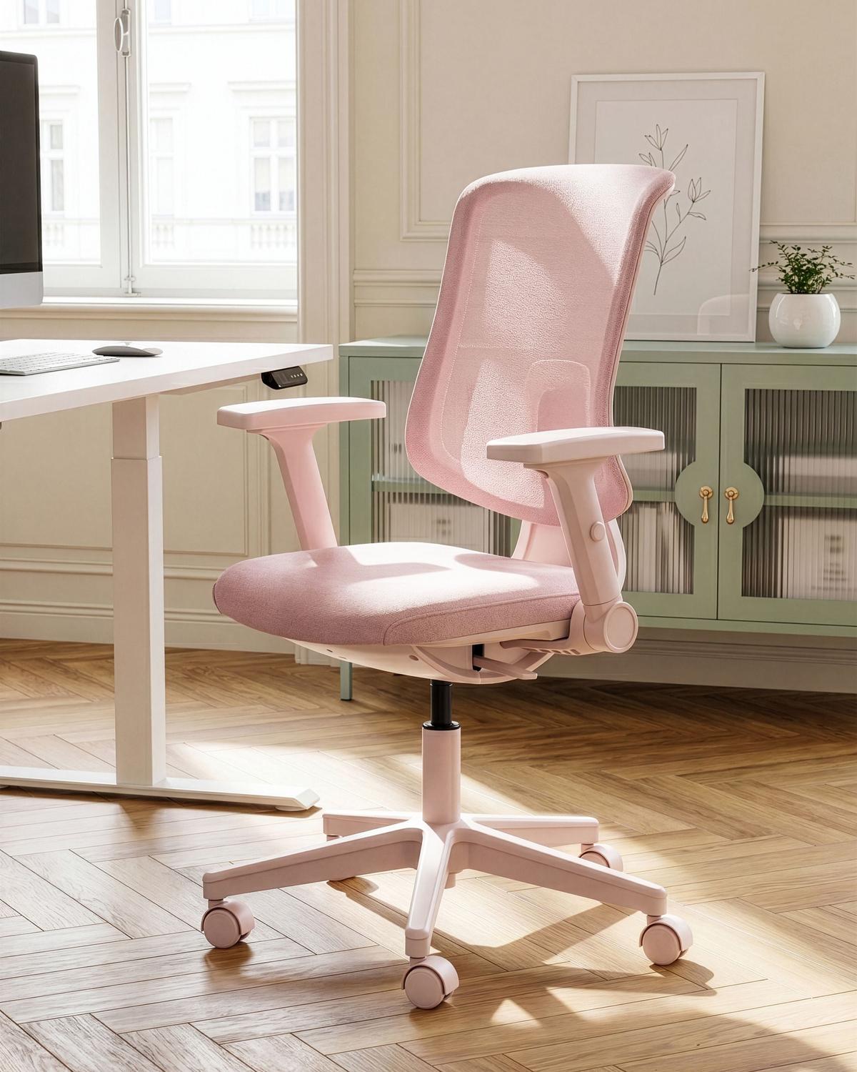 BÜROSTUHL Stoff Rosa Sero - Pink, Textil (66/95/58cm) - Beliani