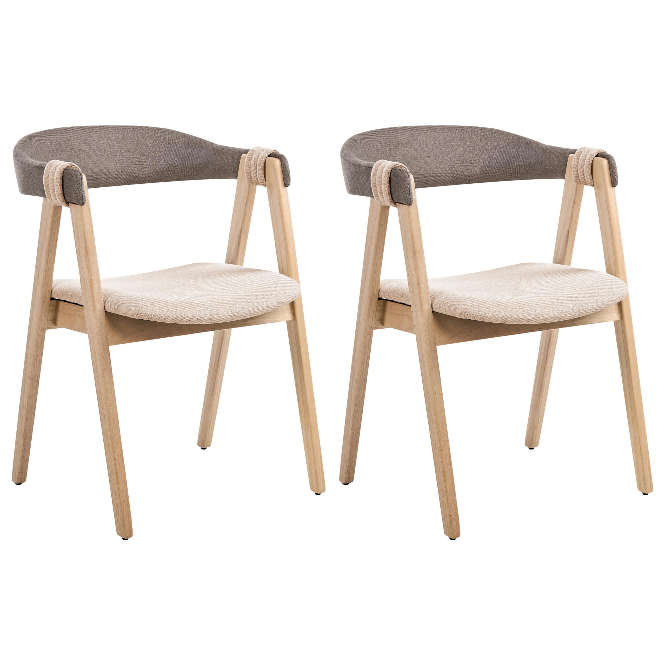 ESSZIMMERSTUHL 2er-Set Taupe Day - Taupe/Braun, Textil (55/75/57cm) - Beliani