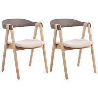 ESSZIMMERSTUHL 2er-Set Taupe Day - Taupe/Braun, Textil (55/75/57cm) - Beliani