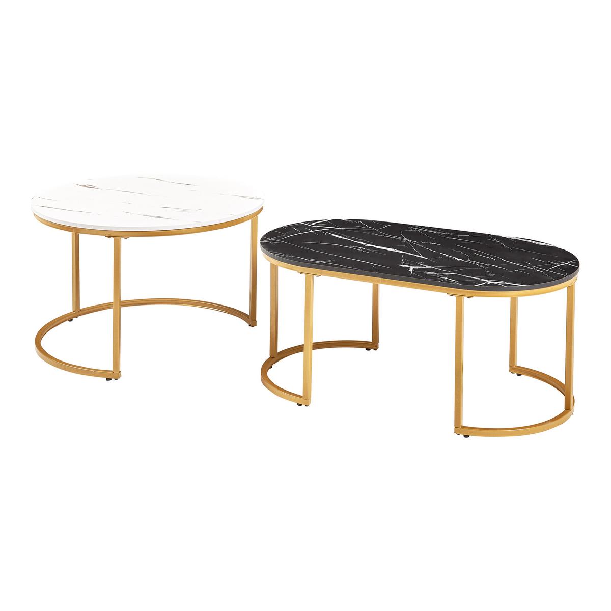 SATZTISCH-SET 2 TLG. Oppeerg - Goldfarben/Schwarz, Holzwerkstoff/Metall (70/70/45cm) - [en.casa]