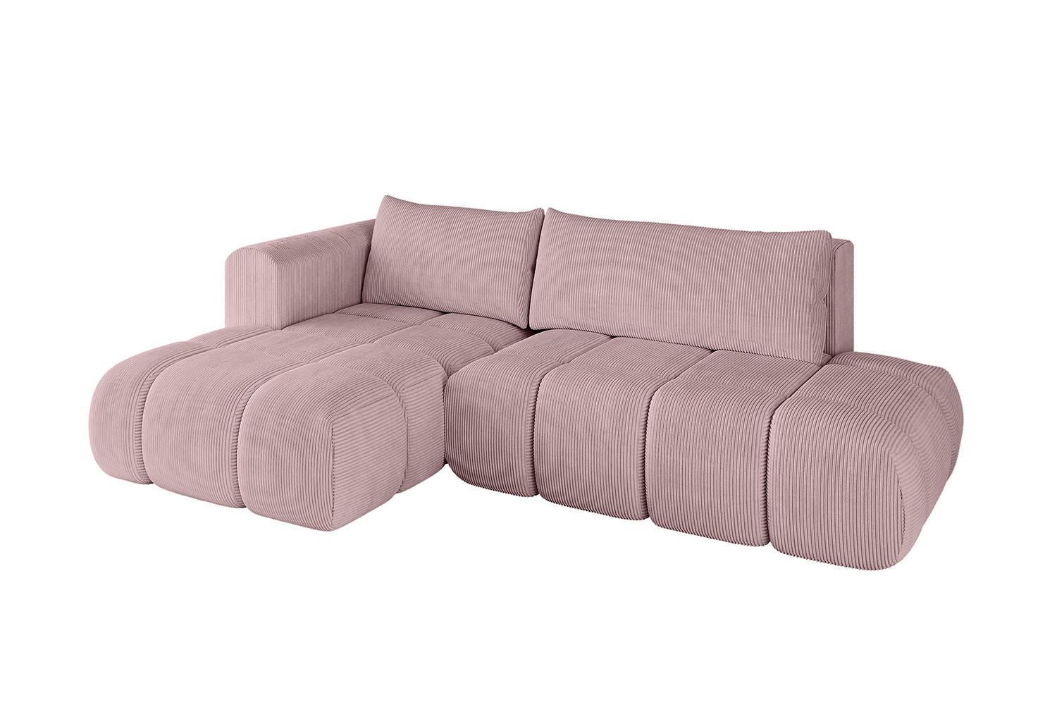 ECKSOFA Ottomane Links CLOUD-L 280x185x90 Rosa Cord - Rosa, Holzwerkstoff/Kunststoff (180/289cm) - ALTDECOR