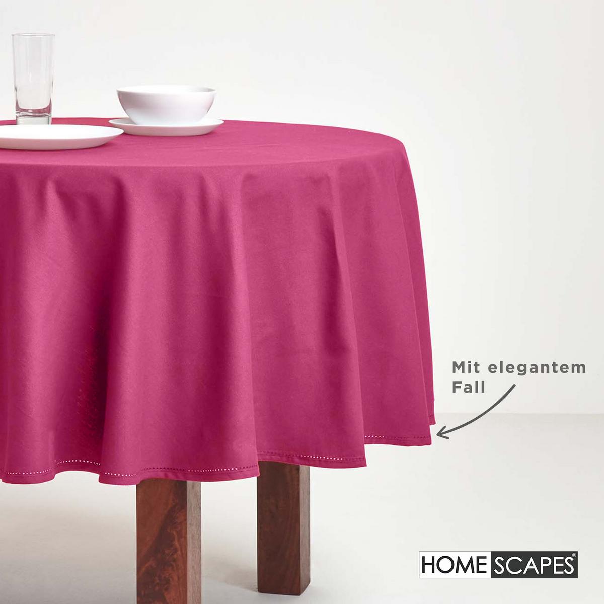 TISCHDECKE weinrot rund 178 cm, 100% Baumwolle - Weinrot, Textil (178/178cm) - Homescapes