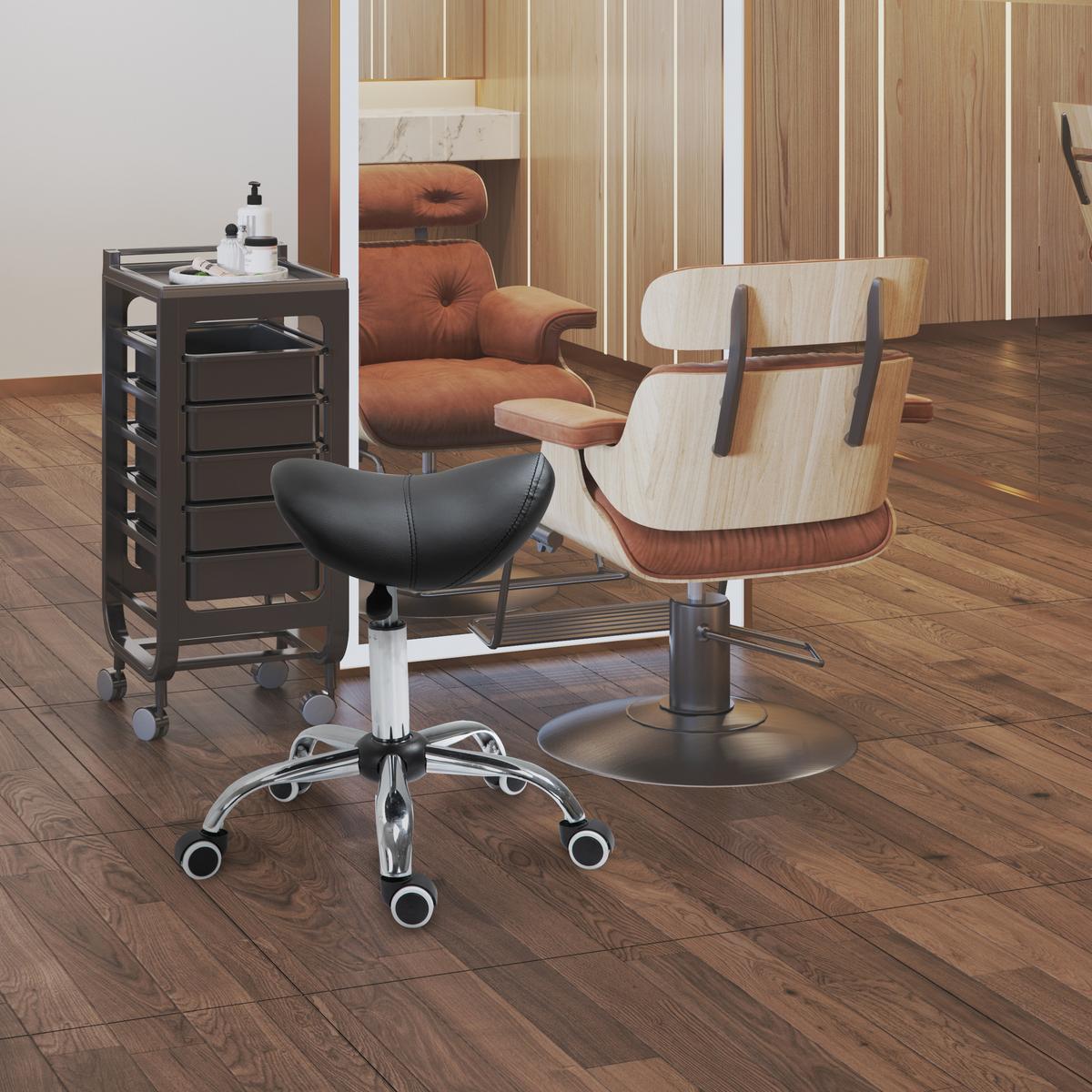 ARBEITSHOCKER Drehstuhl Drehhocker Rollhocker Sattelhocker Hocker Schwarz - Schwarz, Kunststoff (52/61/53cm) - HOMCOM