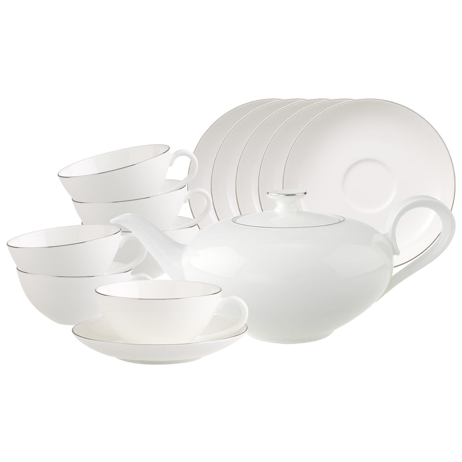 TEESERVICE Anmut Platinum No.1 weiß 3-tlg. - Weiß, Keramik (2/2/2cm) - Villeroy & Boch