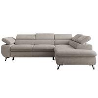ECKSOFA PABLO L Hellgrau Schenille glatt - Rechts Seite mit Visco Topper - Hellgrau/Schwarz, Textil/Metall (273/208cm) - MKS