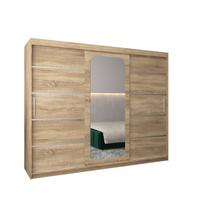 SCHWEBETÜRENSCHRANK 200/250/62 3-türig - Silberfarben/Sonoma Eiche, Holz/Kunststoff (250/200/62cm) - MÖBEL KRYSPOL