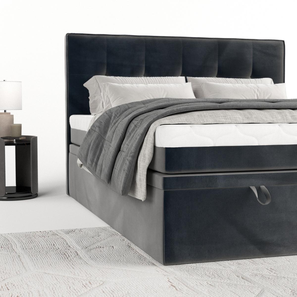 BOXBETT Arivo 200/200 cm Anthrazit im Paros Stoff - Anthrazit/Schwarz, Holz/Holzwerkstoff (200/200cm) - AltaBeds