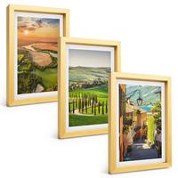 BILDER SET 3er Set - 20x30 cm Goldrahmen - Italienische Landschaften, Flussstraße - Goldfarben, Kunststoff (20/30cm) - TULUP
