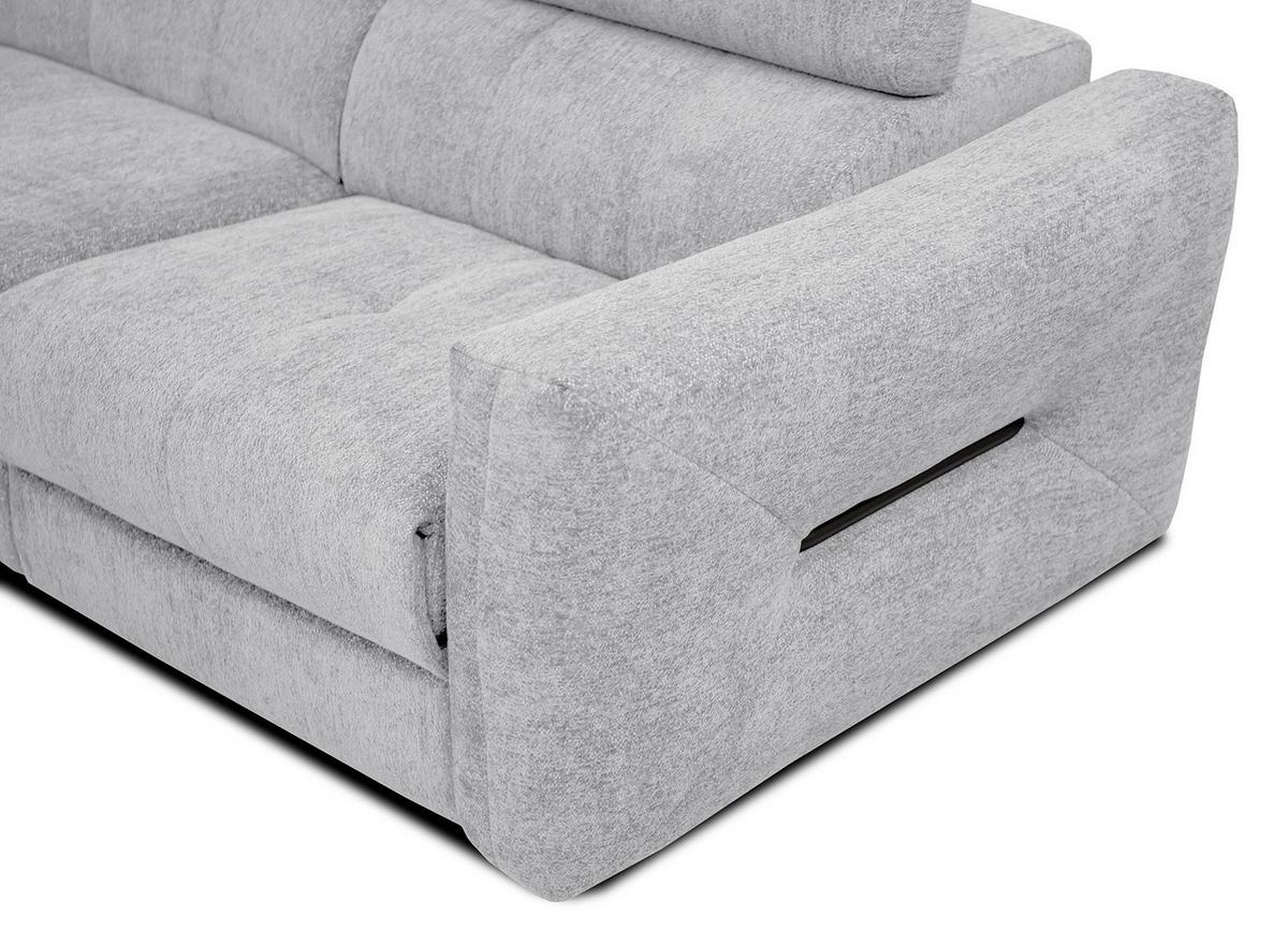 ECKSOFA CALVERA 5-Sitzer mit 1 Relaxfunktion, hellgrau - Hellgrau, Holzwerkstoff/Textil (239/298cm) - Wozimo