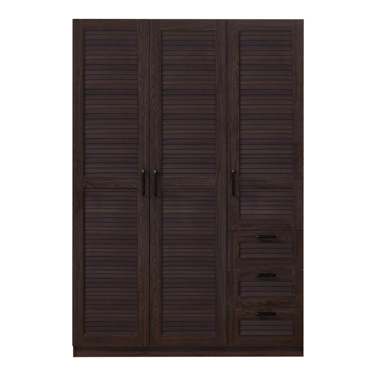 KLEIDERSCHRANK Finning - Walnussfarben, Holzwerkstoff (120/176/52cm) - [en.casa]